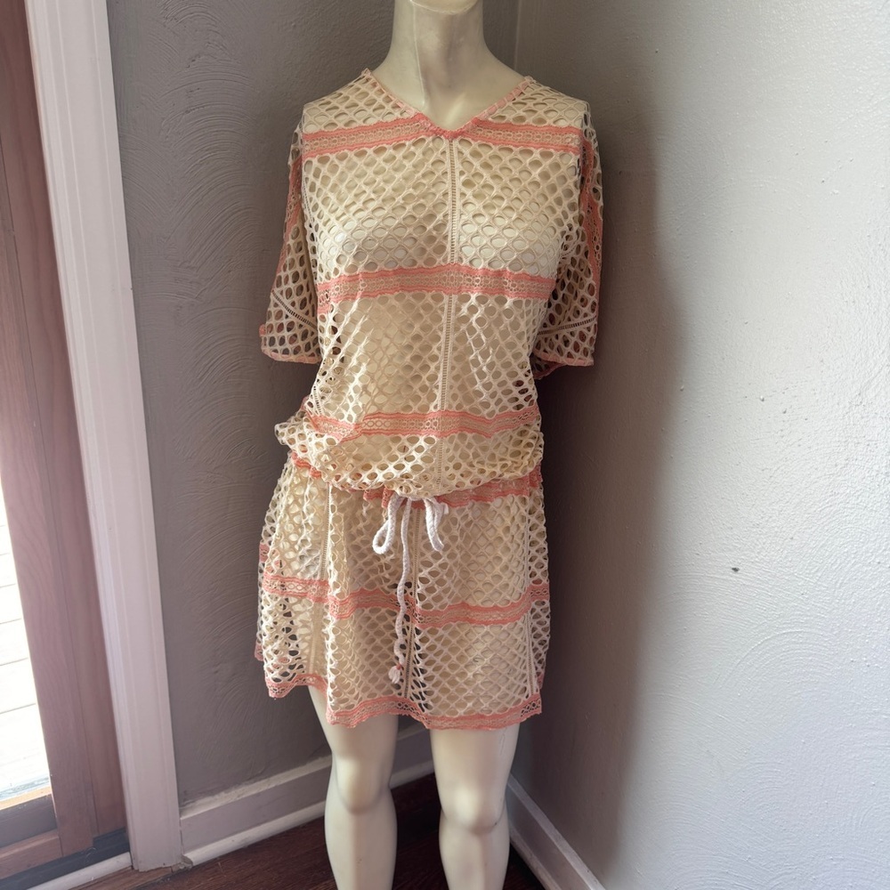 Pilyq netted swimsuit coverup size XS/S beige